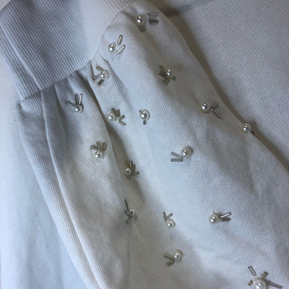 Crown & Ivy long sleeve sweater top with pearl and bead embellishments - Picture 2 of 8